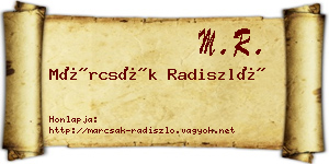 Márcsák Radiszló névjegykártya